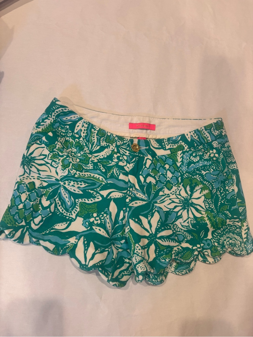 Lilly Pulitzer Green & Teal Floral High Waist Shorts